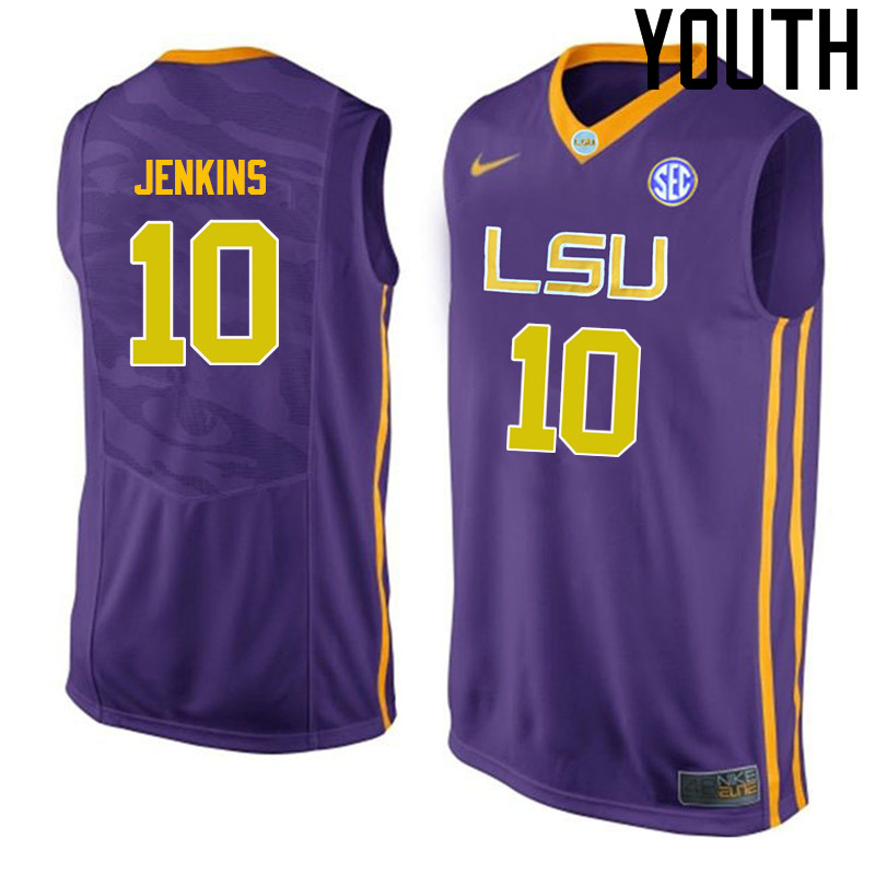 Youth LSU Tigers #10 Branden Jenkins College Basketball Jerseys-Purple